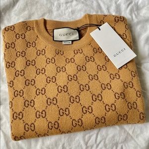 NWT Authentic Gucci Monogram Wool sweater mustard